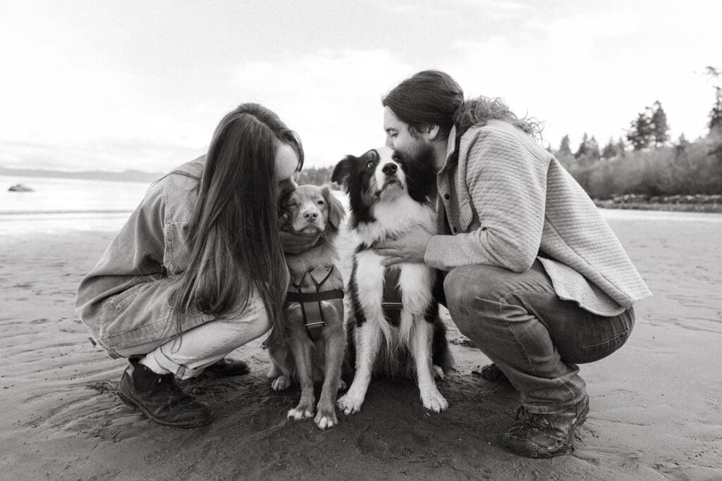 b+w engagement photos vancouver taken at Mount Douglas Beach 