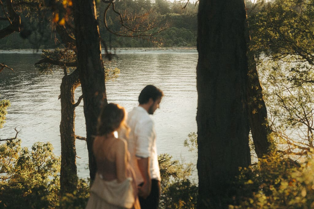 engagement photos taken at sunset on vancouver island