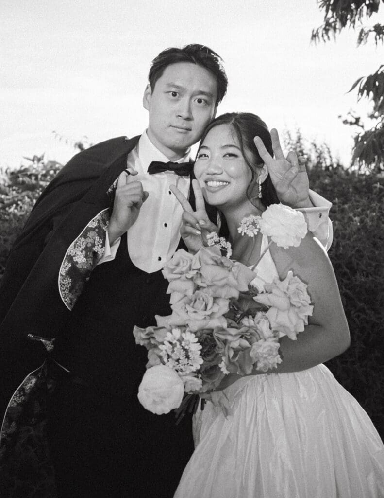 A black and white bridal portrait taken after a laurel point inn wedding