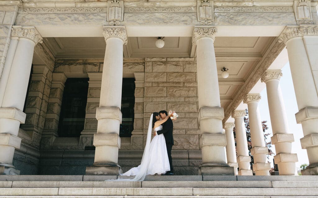 A bridal portrait taken at parliament house victoria bc