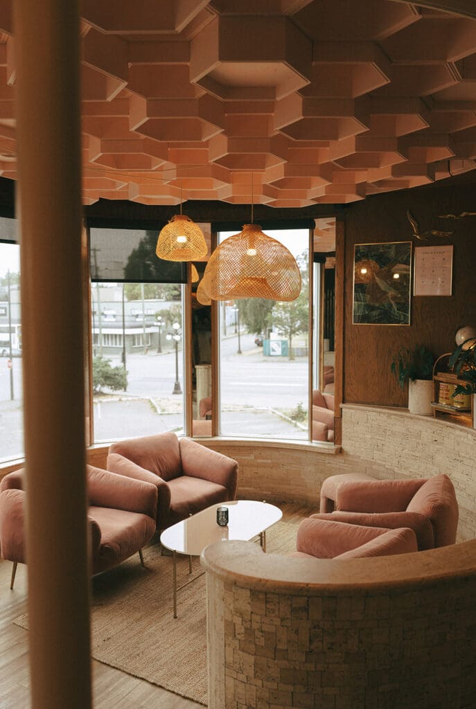 A retro loft is photographed in downtown Victoria BC before a Hatley Park wedding 