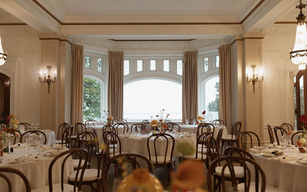 Reception seating is photographed at a wedding venue in victoria bc
