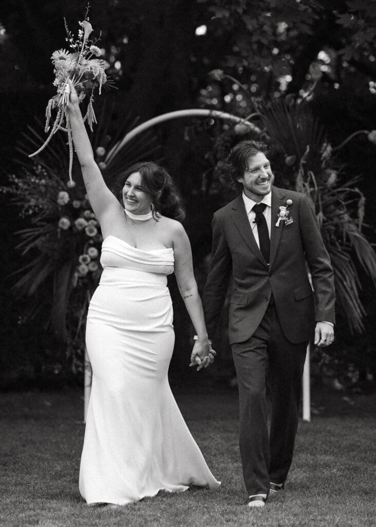 Newlyweds celebrate following their vows at their Hatley Park wedding 
